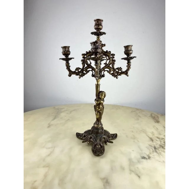 Bronze 5-Flame Candleholder, Italy, 1950s For Sale - Image 4 of 9
