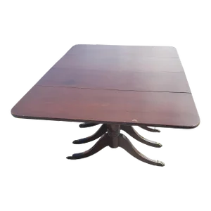 1940s Federal Style Triple Pedestal Drop-Leaf Dining Table
