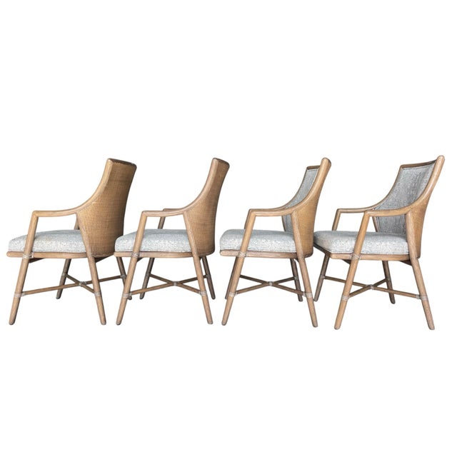 Ecru McGuire Passage Cane Back Rattan Dining Chairs, Set of 4 For Sale - Image 8 of 13