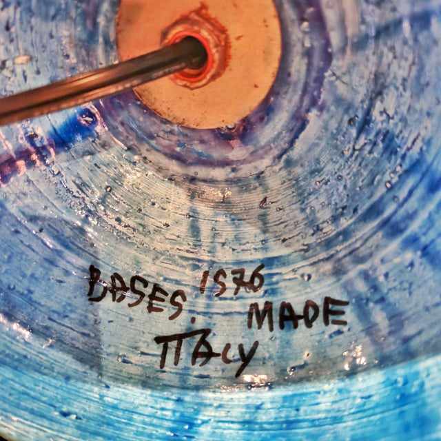 1970s Monumental Hand-Turned Ceramic Table Lamp in the ‘Abstract’ Décor by Aldo Londi for Bitossi Ceramiche For Sale - Image 5 of 5