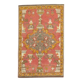 Antique Zabihi Collection Turkish Oushak Scatter Rug - 3'5" x 5'3" For Sale