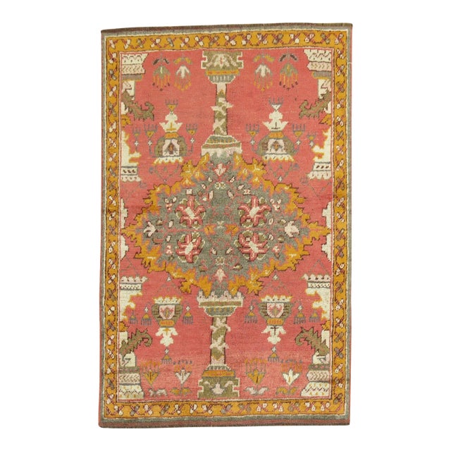 Antique Zabihi Collection Turkish Oushak Scatter Rug - 3'5" x 5'3" For Sale