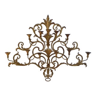Vintage Large Italian Gold Gilt Wall Candle Sconce For Sale