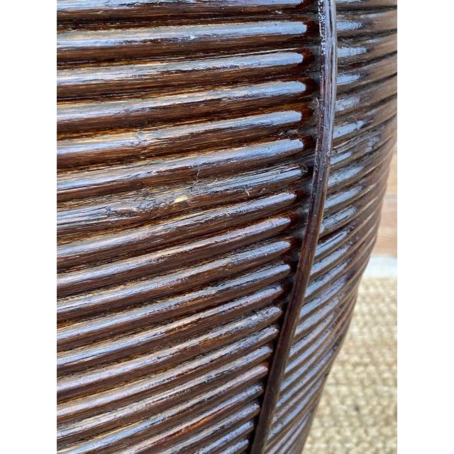 Brown Vintage Coastal Palecek Pencil Reed Rattan Vase For Sale - Image 8 of 13
