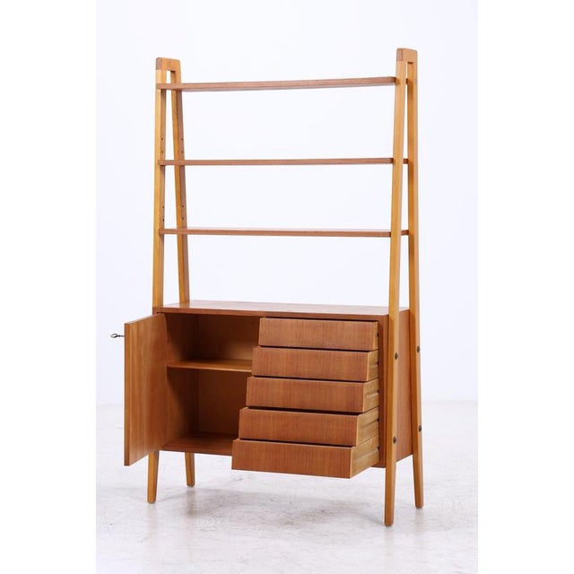 2000 - 2009 Mid-Century Teak Bookshelf with 5 Drawers and Door For Sale - Image 5 of 18