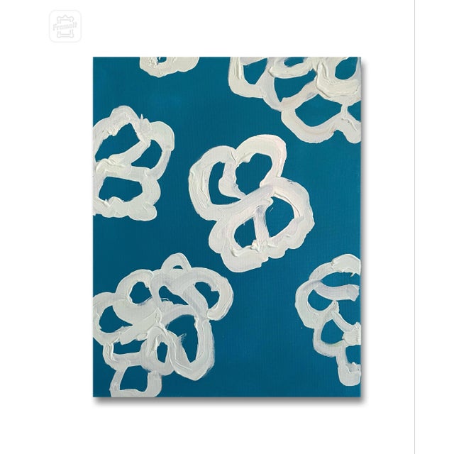 Oil painting on canvas. Flower series ,Teal 16” x 20” By Matthew Izzo Signed *Frame not included*