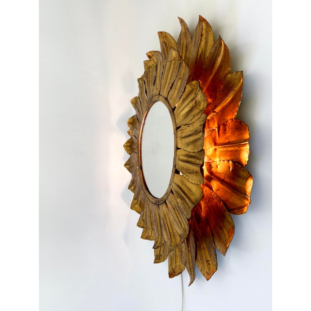 Large Mid-Century Modern Sunflower Backlit Wall Mirror, Germany, 1960s For Sale - Image 12 of 18
