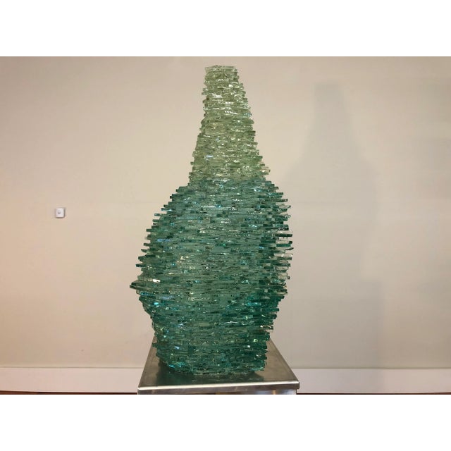 Late 20th Century Large Modern Fractured Glass Sculpture For Sale - Image 4 of 10