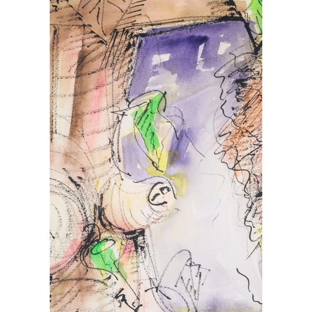 Abstract 1960s Abstract Face Portrait Mixed-Media Painting by Gerard Schlosser, Framed For Sale - Image 3 of 6