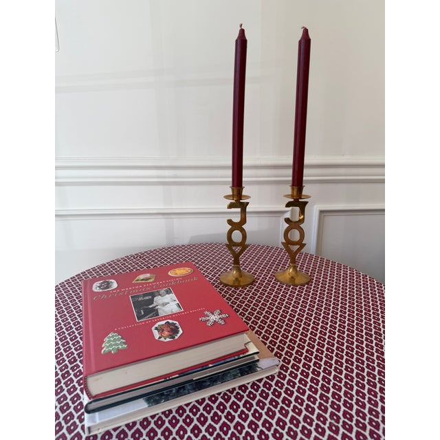 1990s Solid Brass Holiday Joy Candle Holders For Sale In Washington DC - Image 6 of 13