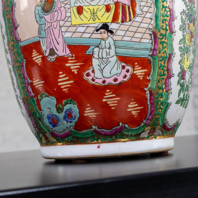 Mid to Late 20th Century Asian Porcelain Rose Medallion Vase Andrea by Sadek Hand Painted For Sale - Image 13 of 18