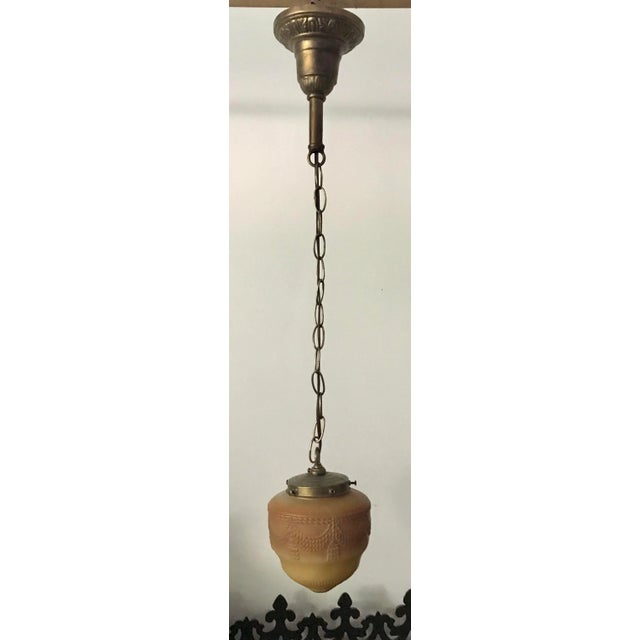Orange Art Deco Glass Pendant Light With Tassel Detail For Sale - Image 8 of 8
