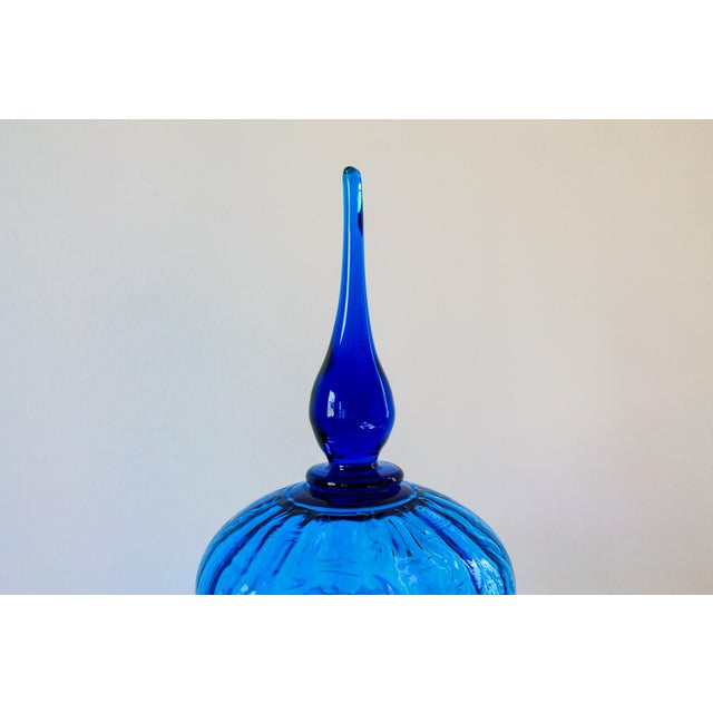Empoli Vintage Italian Empoli Blue Apothecary Pedestal Jar For Sale - Image 4 of 10
