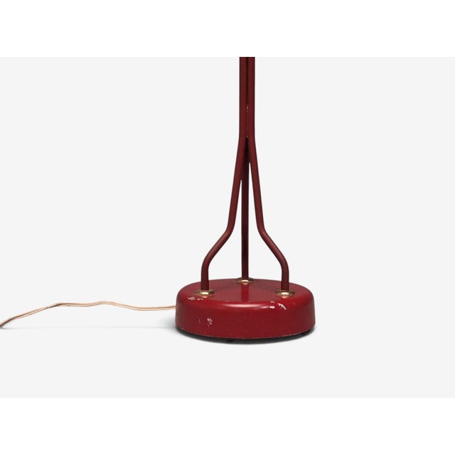Eskilstuna Elektrofabrik, Floor Lamp, Red Lacquered Metal, Brass, Sweden, 1960s For Sale - Image 12 of 13