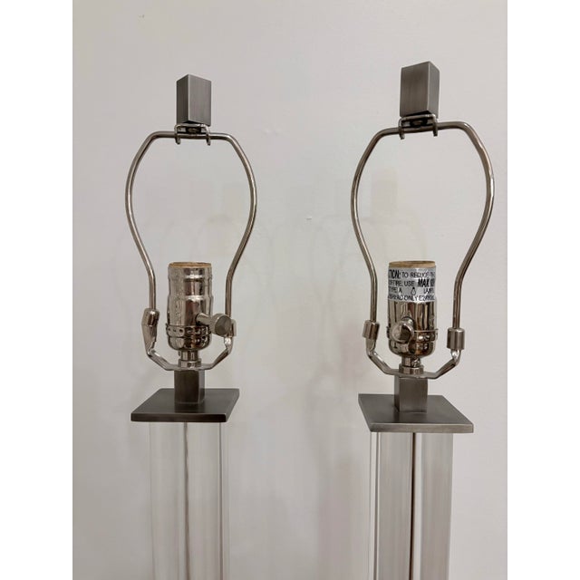 Robert Abbey Acrylic Lucite Lamps, a Pair For Sale In Denver - Image 6 of 12