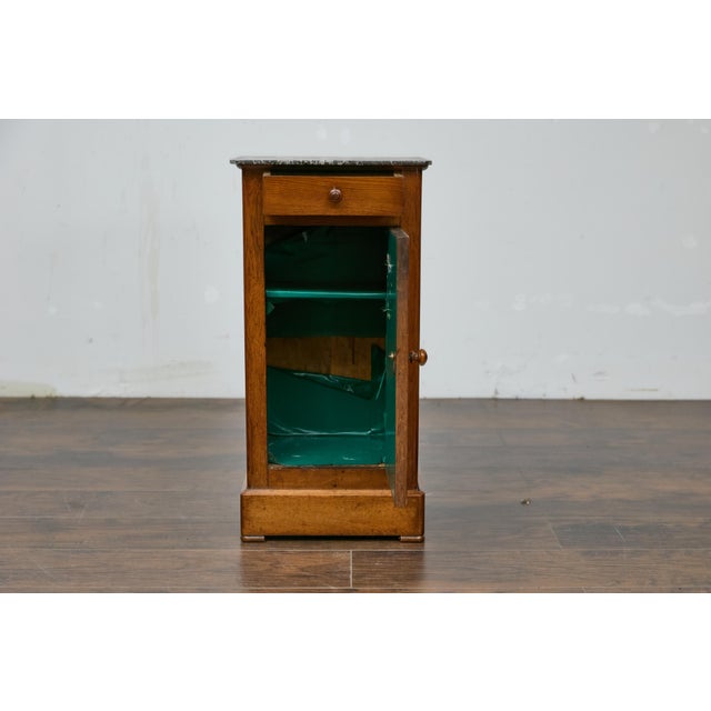 French Circa 1900 Walnut Small Cabinet with Marble Top and Single Door Storage For Sale In Atlanta - Image 6 of 12