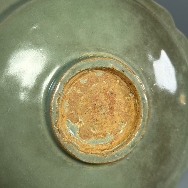 Chinese Longquan Celadon Floral‑Shaped Plate With Relief Decoration For Sale - Image 6 of 7