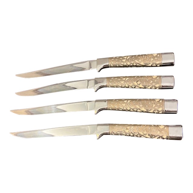 Vintage Carvel Hall by Briddell Steak Knives With Silver & Bakelite Handles For Sale