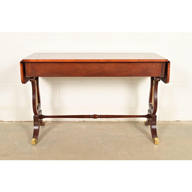 Baker Furniture English Regency Lyre Base Console or Sofa Table For Sale - Image 12 of 13