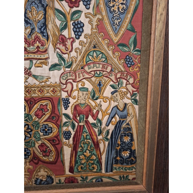 Vintage Hand Painted on Silk Woven with.gold Thread Embroidery For Sale In Boston - Image 6 of 15