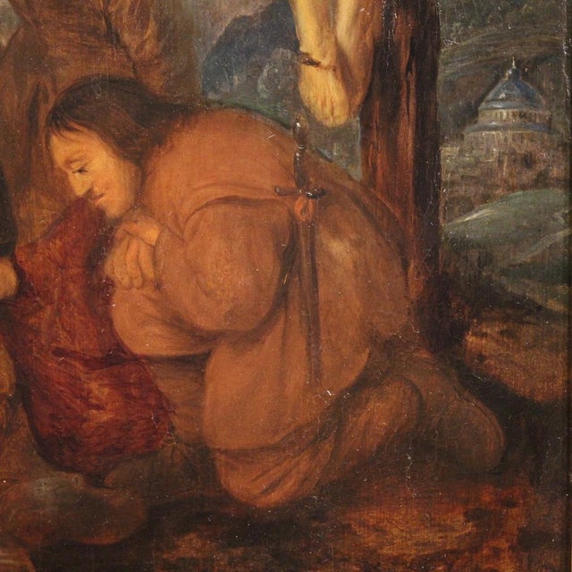 Unknown, Crucifixion with Soldiers, 1650, Oil on Panel, Framed For Sale - Image 6 of 16