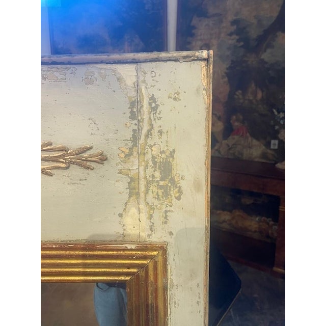 Traditional Antique Period French Directoire’ Painted Mirror With Divided Glass For Sale - Image 3 of 9
