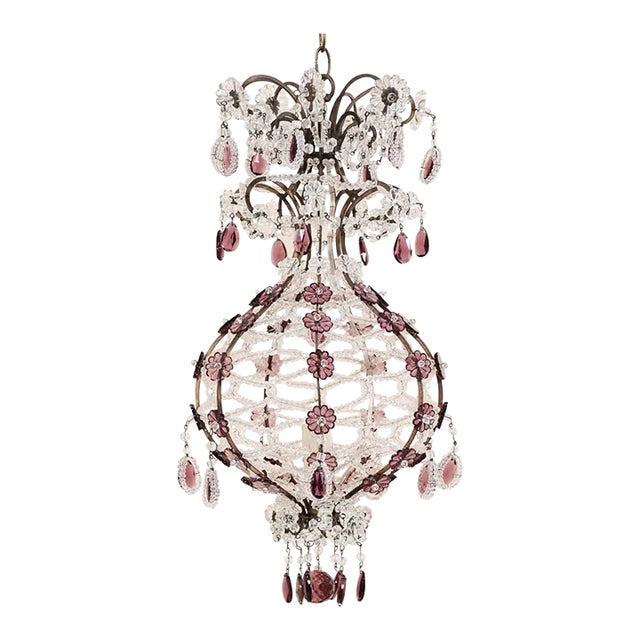 Mid 20th Century Italian Crystal Balloon-Shaped Light For Sale