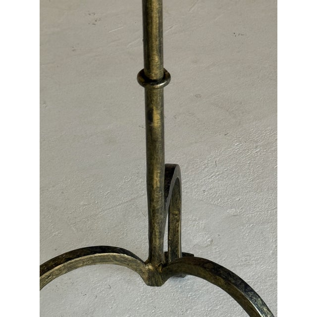 Spanish Hand-Forged Iron Drinks Table With Hammered Top and Gold Patina For Sale - Image 9 of 13