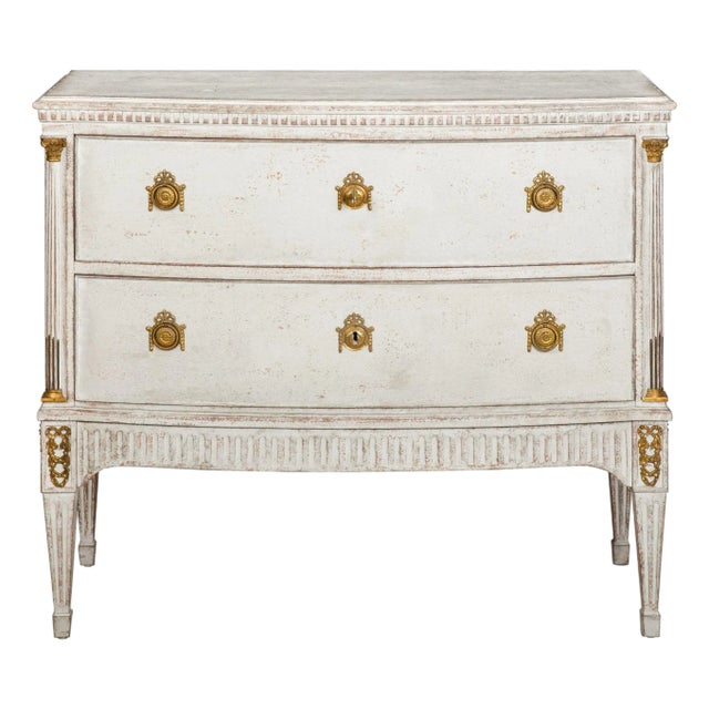 Swedish Gustavian White Painted Chest of Drawers For Sale