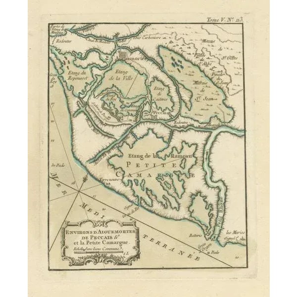 Antique Map of Aigues-Mortes and Camargue, France, 1764 For Sale - Image 3 of 6