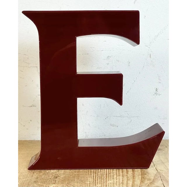 Red Vintage Dark Red Illuminated Letter E, 1980s For Sale - Image 8 of 13