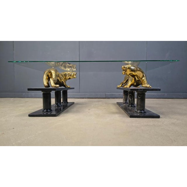 Brass and Marble Jaguar Coffee Table, 1970s For Sale - Image 9 of 12
