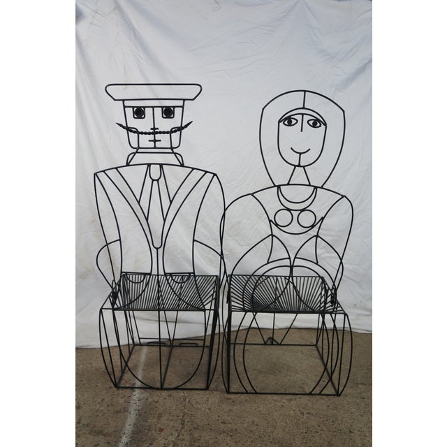 2 John Risley 1960s Welded Steel Mr. & Mrs. Figural Peoples Chairs MCM 51" For Sale - Image 13 of 18