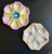 A complementary pairing of 19th century oyster plates in hand painted coloration. 1. 19th century oyster plate in tones of...