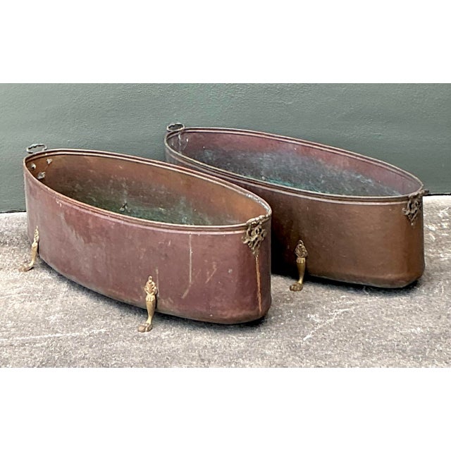 Vintage Regency Monumental Copper Jardiniere - A Pair For Sale - Image 11 of 12