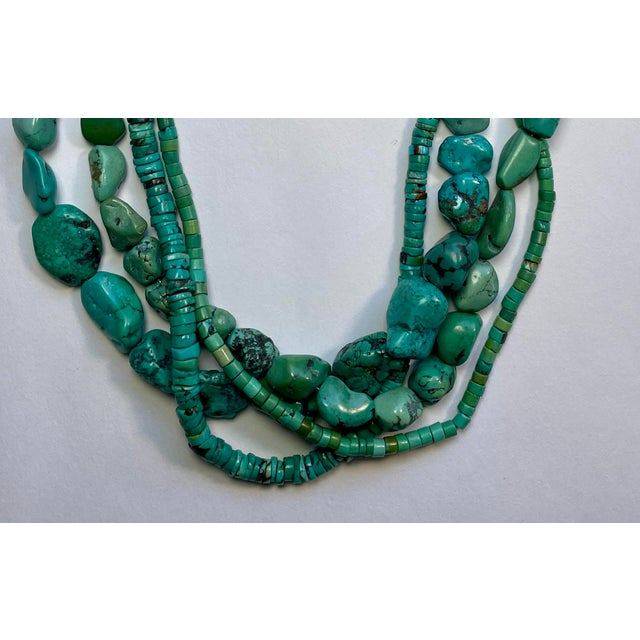 Four Strand Turquoise Beaded Necklace - For Sale - Image 4 of 5
