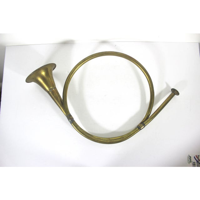 Metal Vintage Large Brass Horn Ornamental Trumpet Christmas For Sale - Image 7 of 10