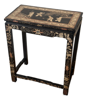 Antique Chinese Black Lacquer Chinoiserie Accent Table