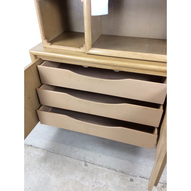 Mid Century Modern Two Piece China Cabinet With Limed Oak Finish For Sale - Image 10 of 18