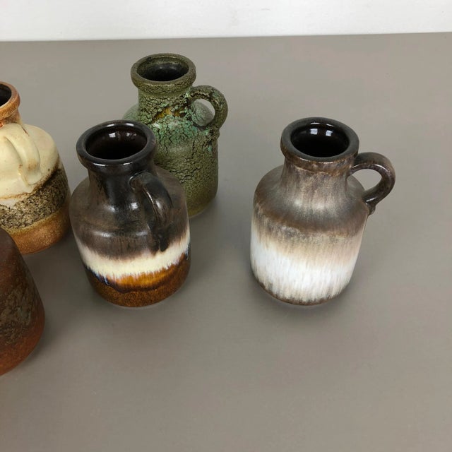 Vintage Fat Lava Pottery 414-16 Vases by Scheurich, Germany, Set of 5 For Sale - Image 15 of 17