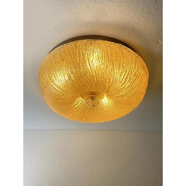 Venetian Amber Graniglia Budino Murano Glass Flush Mount by Simoeng for Simoeng For Sale - Image 4 of 9
