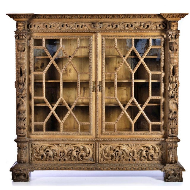 Large Portuguese Baroque Style Display Cabinet, 19th Century For Sale - Image 5 of 6