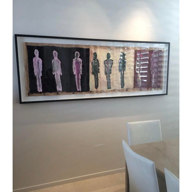 Horizontal Abstract Figurative Painting by Christopher Shoemaker 43.5” Long, Signed For Sale - Image 9 of 10