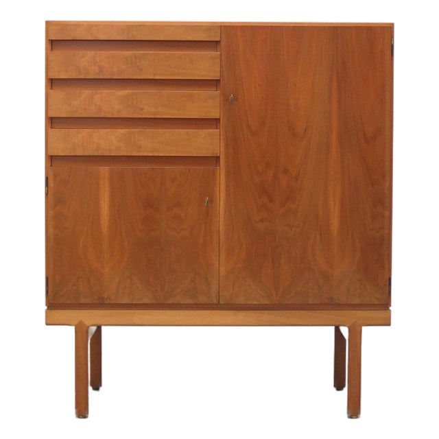 Vintage Abstracta Drawer Cabinet in Walnut by Jos De Mey for Van Den Berghe-Pauvers, 1960s For Sale