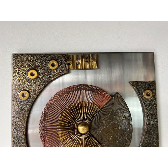 Paul Vanders - Style Mixed Metal Brutalist Geometric Wall Sculptures - A Pair/Sold For Sale - Image 9 of 12