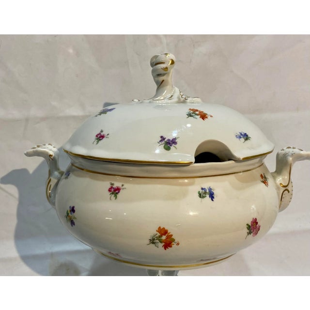 Vintage Porcelain Soup Tureen From Karlsbader Streuer Decorated With Delicate Floral Pattern - Made in Czechoslovakia....