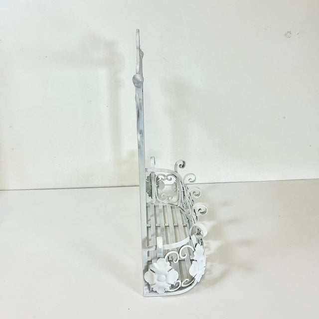 1950s Vintage French Art Nouveau Hollywood Regency White Tole Planter Box For Sale - Image 12 of 14