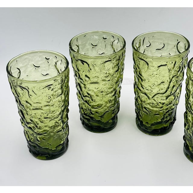 1960s Vintage Anchor Hocking "Milano" or "Lido" Green Glass 12oz Tumblers For Sale - Image 5 of 7