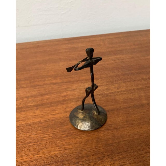 Mid-Century Wrought Iron Horseshoe Nail Art Piper Figurine, 1960s For Sale - Image 10 of 15