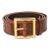 Dolce and Gabbana Italian Brown and Brass Tone Metal Leather Belt For Sale